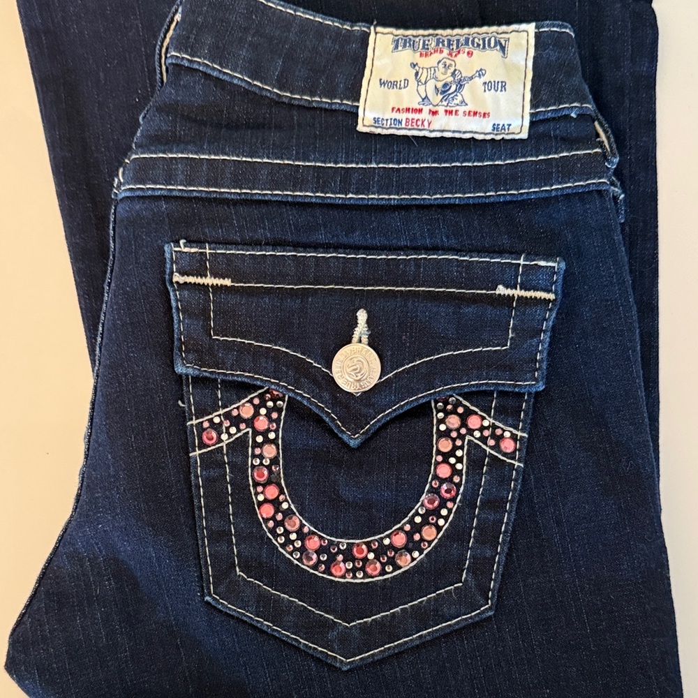 True Religion Women's Dark Blue Embellished Jeans